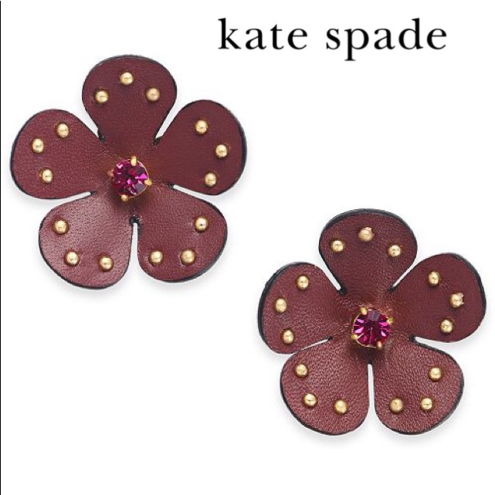 kate spade Gold-Tone Leather Flower Stud Earrings